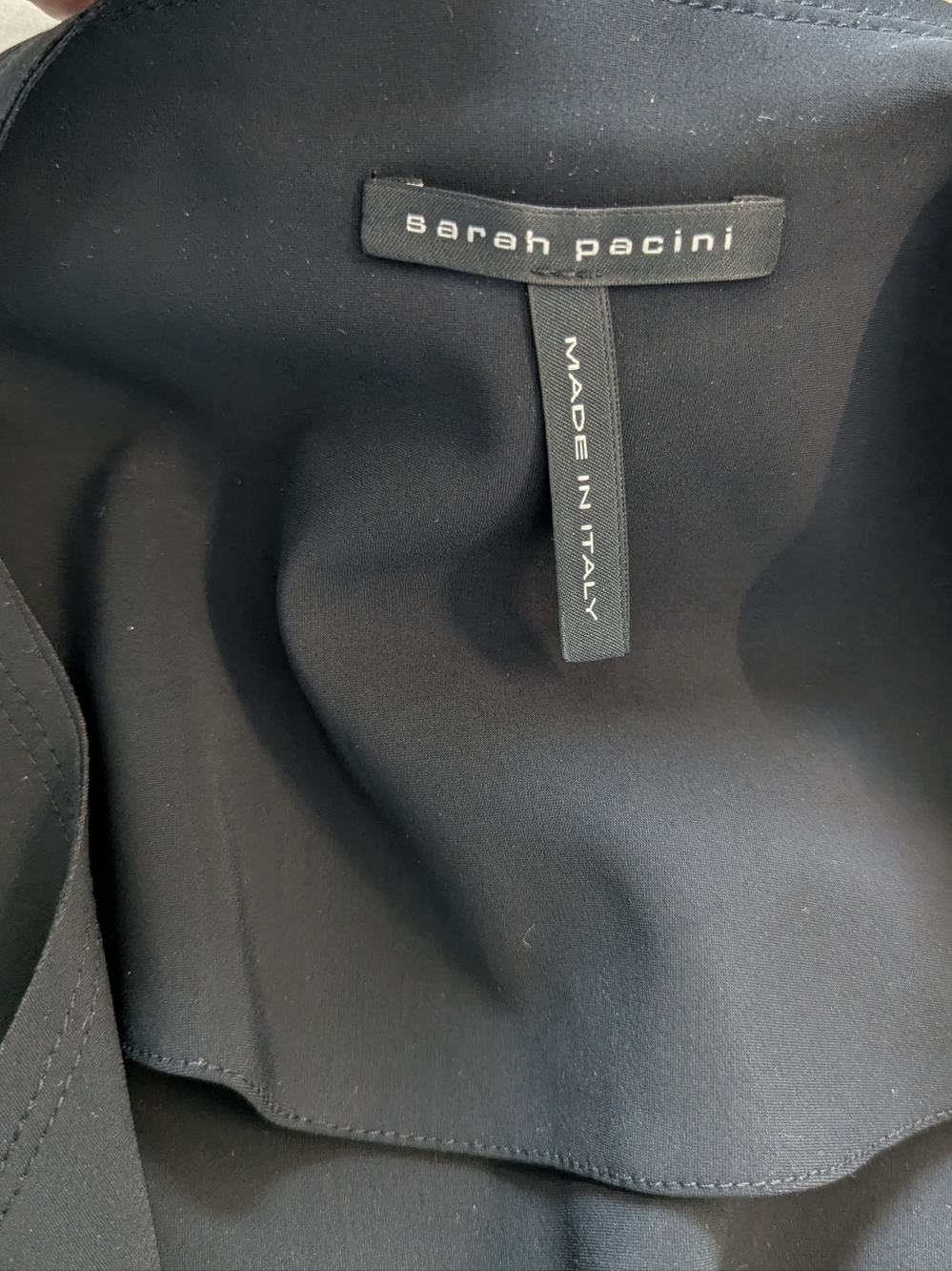 Sarah Pacini Black Asymmetrical Long Jacket Made in Italy Size 4 Minimalist - Picture 4 of 7